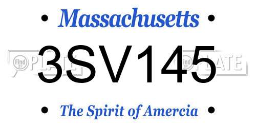 3SV145 Massachusetts License Plate