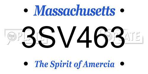 3SV463 Massachusetts License Plate