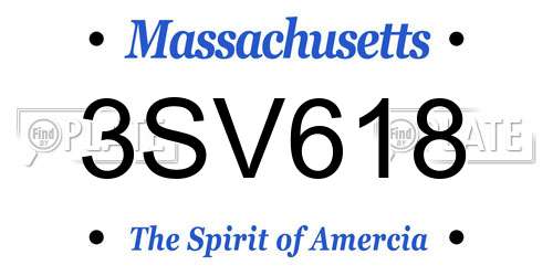3SV618 Massachusetts License Plate