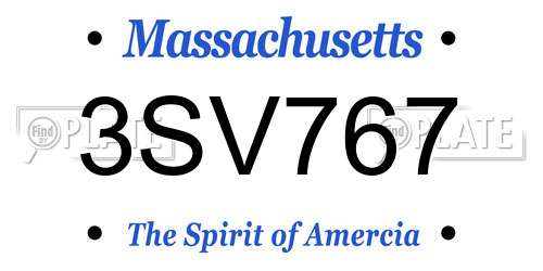 3SV767 Massachusetts License Plate