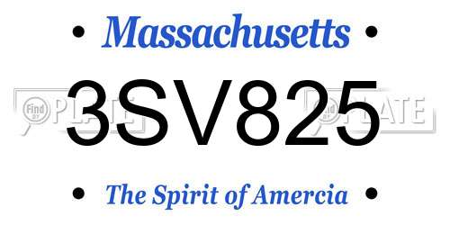 3SV825 Massachusetts License Plate