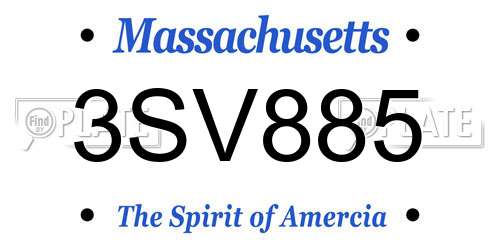 3SV885 Massachusetts License Plate