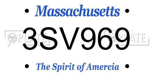 3SV969 Massachusetts License Plate