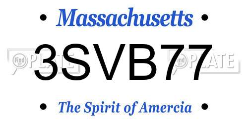 3SVB77 Massachusetts License Plate