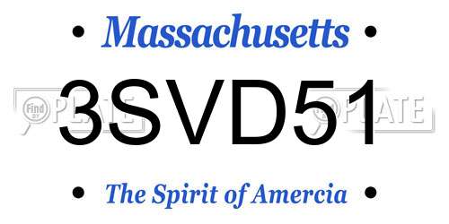 3SVD51 Massachusetts License Plate