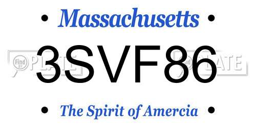 3SVF86 Massachusetts License Plate