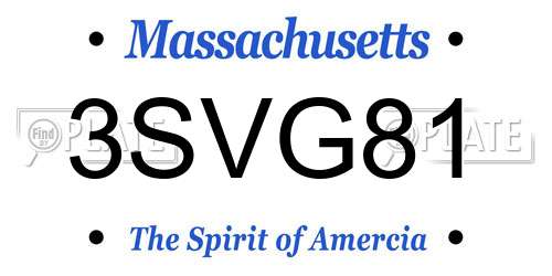 3SVG81 Massachusetts License Plate