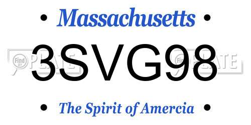 3SVG98 Massachusetts License Plate