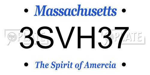3SVH37 Massachusetts License Plate