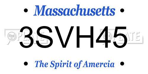 3SVH45 Massachusetts License Plate
