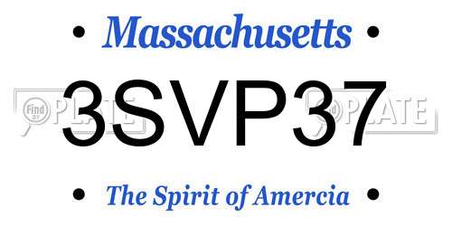 3SVP37 Massachusetts License Plate