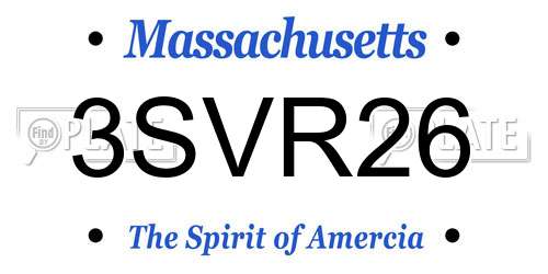 3SVR26 Massachusetts License Plate
