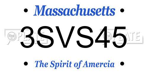 3SVS45 Massachusetts License Plate