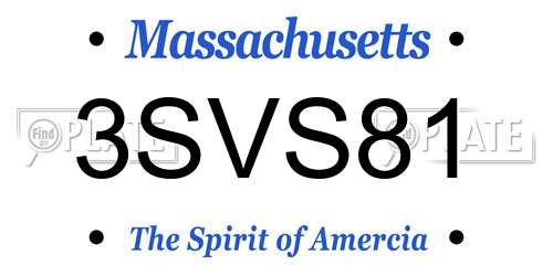 3SVS81 Massachusetts License Plate