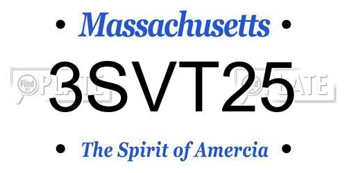 3SVT25 Massachusetts License Plate
