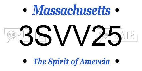 3SVV25 Massachusetts License Plate