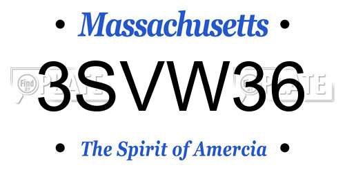 3SVW36 Massachusetts License Plate