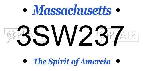 3SW237 Massachusetts License Plate