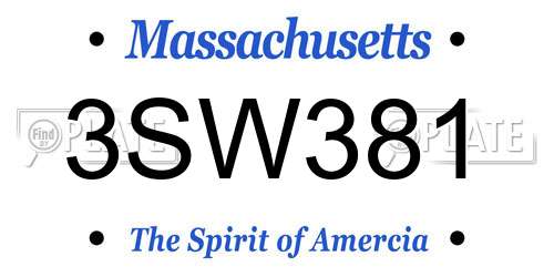 3SW381 Massachusetts License Plate