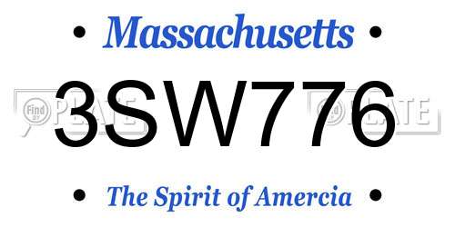 3SW776 Massachusetts License Plate