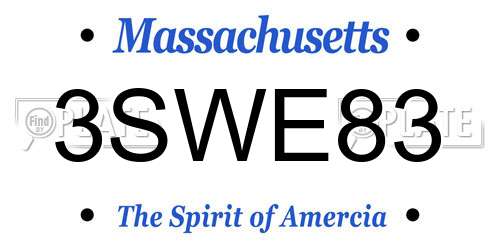 3SWE83 Massachusetts License Plate
