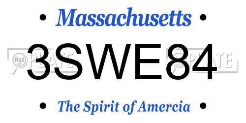3SWE84 Massachusetts License Plate