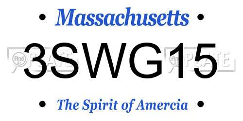 3SWG15 Massachusetts License Plate
