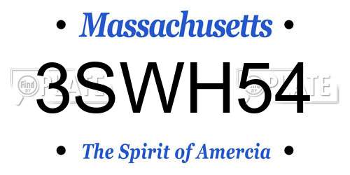 3SWH54 Massachusetts License Plate