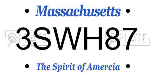 3SWH87 Massachusetts License Plate