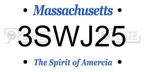 3SWJ25 Massachusetts License Plate