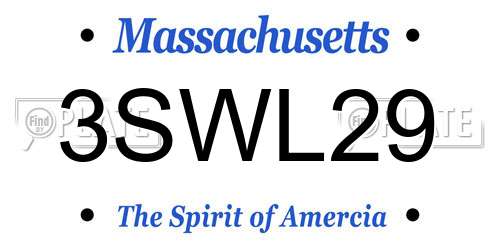 3SWL29 Massachusetts License Plate