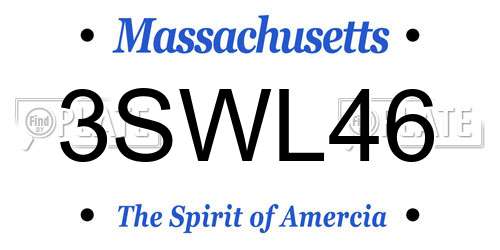 3SWL46 Massachusetts License Plate