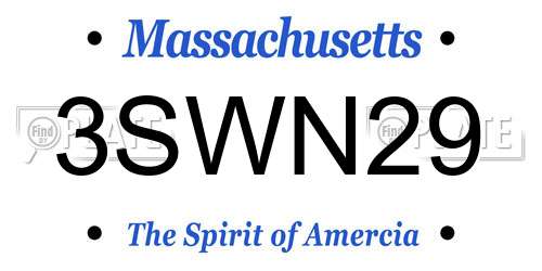 3SWN29 Massachusetts License Plate