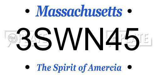 3SWN45 Massachusetts License Plate