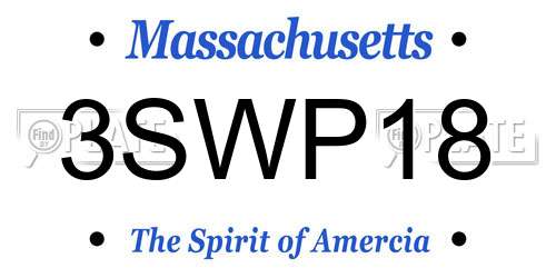 3SWP18 Massachusetts License Plate