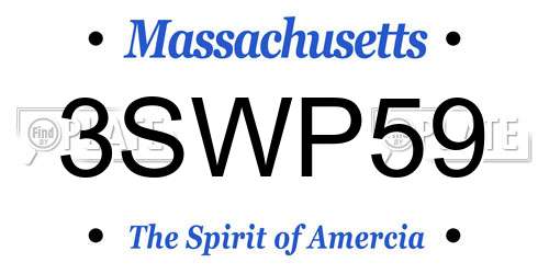 3SWP59 Massachusetts License Plate