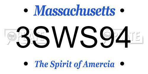 3SWS94 Massachusetts License Plate