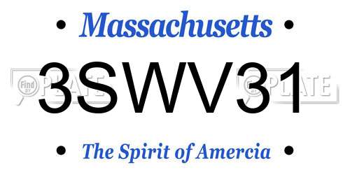 3SWV31 Massachusetts License Plate