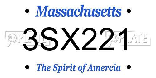 3SX221 Massachusetts License Plate