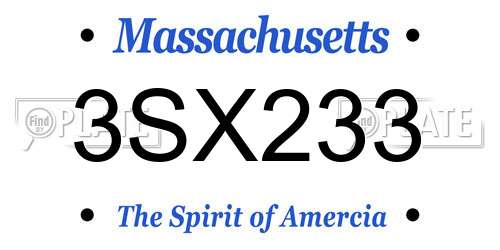 3SX233 Massachusetts License Plate