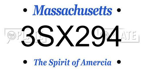 3SX294 Massachusetts License Plate