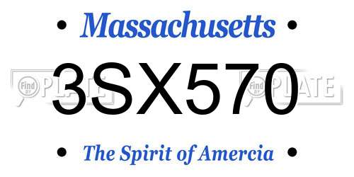 3SX570 Massachusetts License Plate