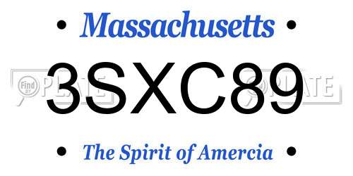 3SXC89 Massachusetts License Plate