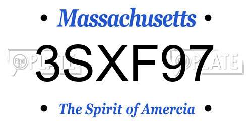 3SXF97 Massachusetts License Plate