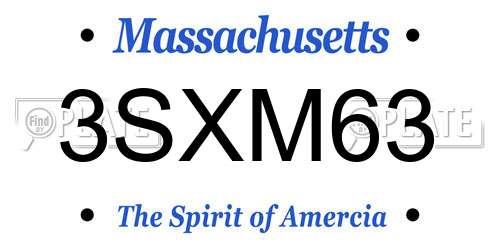 3SXM63 Massachusetts License Plate
