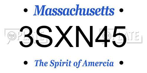 3SXN45 Massachusetts License Plate