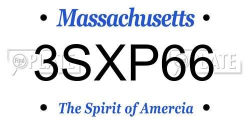 3SXP66 Massachusetts License Plate
