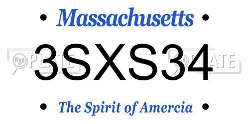 3SXS34 Massachusetts License Plate