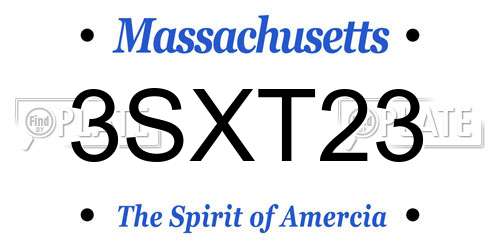 3SXT23 Massachusetts License Plate