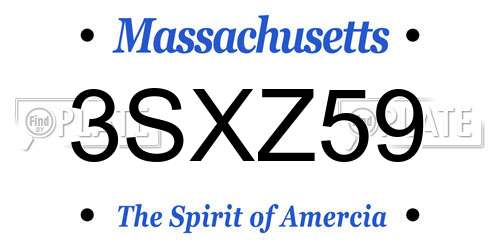 3SXZ59 Massachusetts License Plate